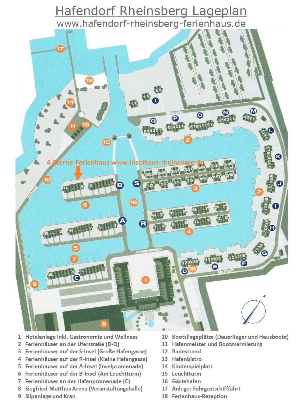 Der Lageplan des Hafendorfes bei Rheinsberg
